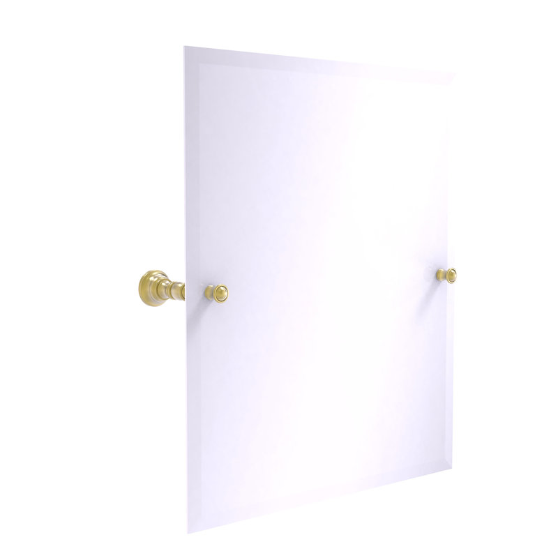 Miroir de meuble-lavabo biseauté sans cadre Freyja, Laiton satiné, 26 po x 21,8 po