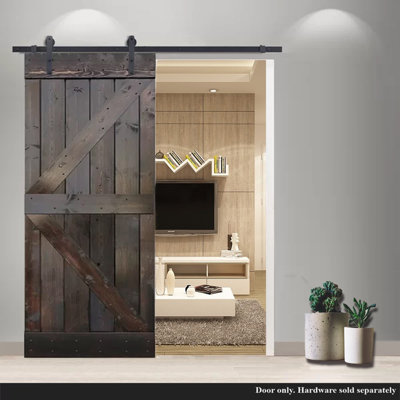 Panelled Wood Primed Knotty Barn Door