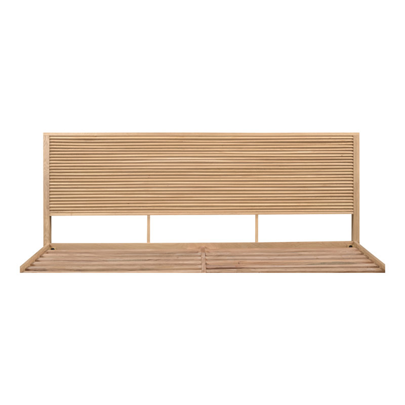 Marika Queen Oak Wood Bed with Slatted Headboard
