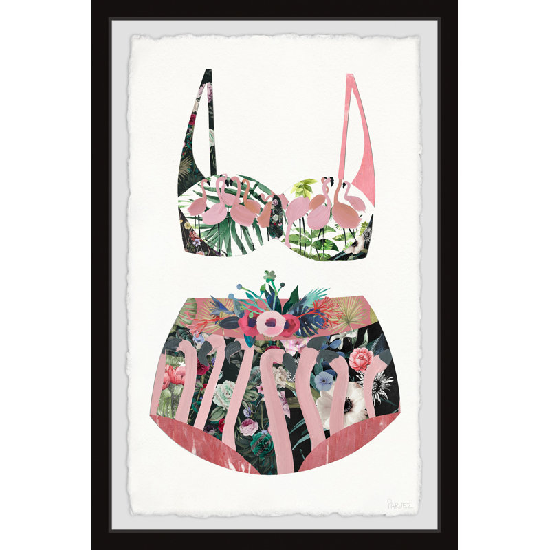 Blooming Flamingos Swimsuit by Parvez Taj - Single Picture Frame Painting, 91cm H x 61cm W