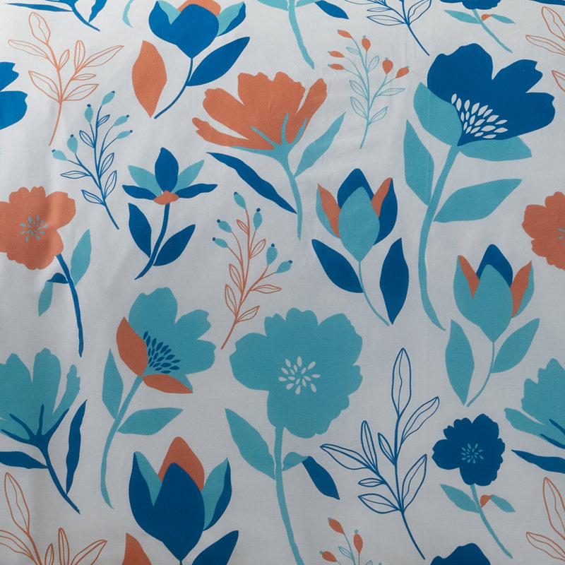 Luna Cotton Blend Floral Duvet Cover Set with Pillowcases Included, Double - 2 Standard Pillowcase