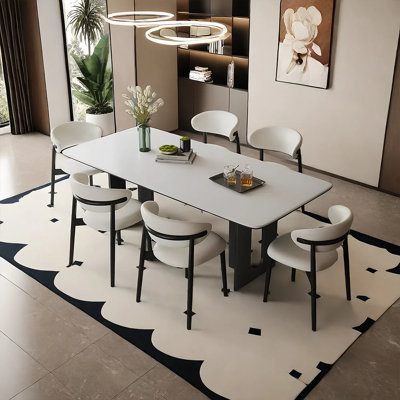 Paleo-style rock plate dining table and chair set