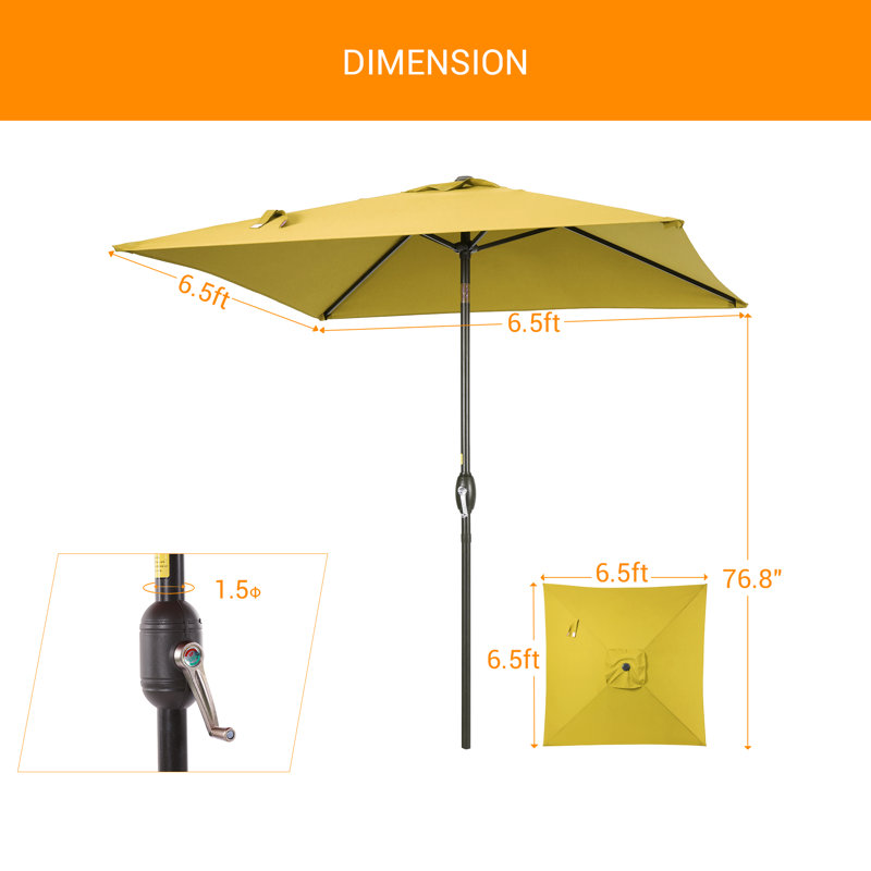 Parasol carré de 78 po Rovner, Jaune