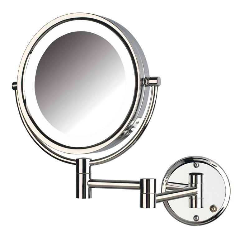 Miroir de maquillage mural grossissant et lumineux à raccordement direct de 8,5 po Ayeshah, Chrome