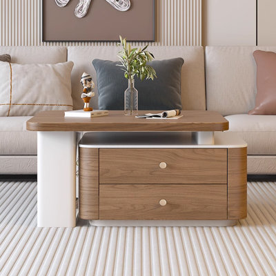 Table basse simple en bois massif de style crème