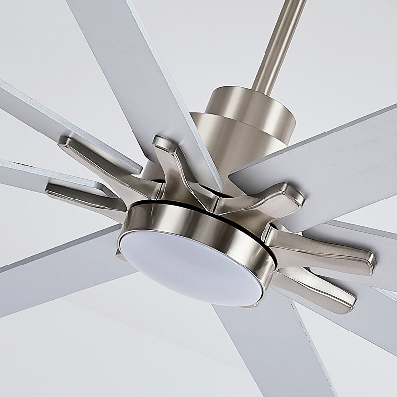 Ventilateur de plafond 8 pales réversibles en contreplaqué avec ensemble de lumières DEL à intensité variable 3 couleurs, 6 vitesses DC, télécommande