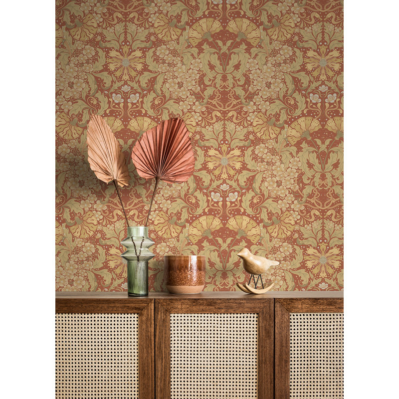 Ojvind Floral Wallpaper Roll, Rust