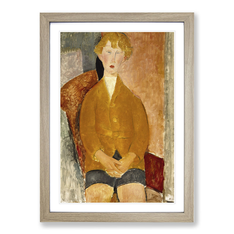 Boy in Short Pants by Amedeo Modigliani - Picture Frame Painting, 65cm H x 48cm W x 2cm D, Oak