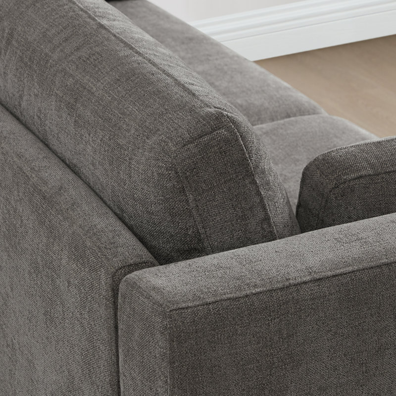 Winfree 6 - Piece 146.5" Upholstered Modular Sectional Sofa with 2 Ottoman, Fossil Gray Linen Blend