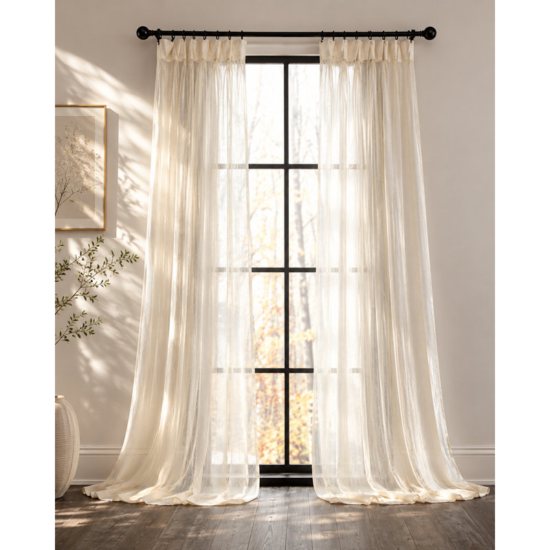 Baltej Semi Sheer Curtain Single Panel, 54" x 108", Beige