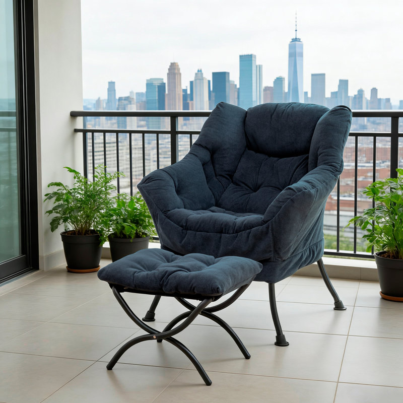 Fauteuil rembourré rembourré avec repose-pieds, canapé-lit confortable moderne avec accoudoirs et poche latérale