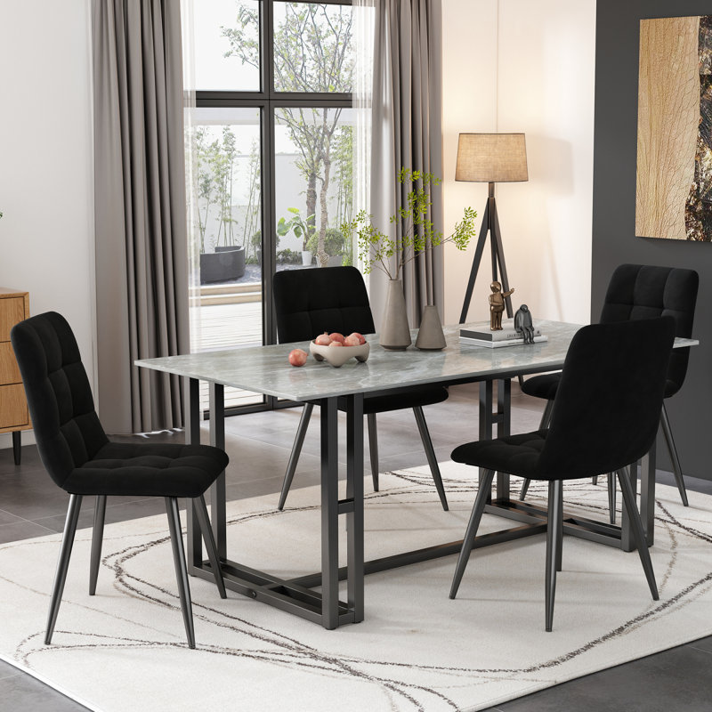 Fabric Upholstered Metal Parsons Chair, Grey
