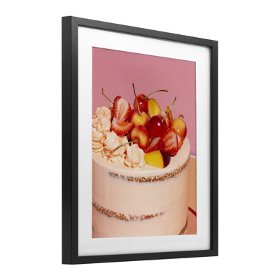 Strawberry Fruit Cake Framed Print Under Glass, design by LISH Creative