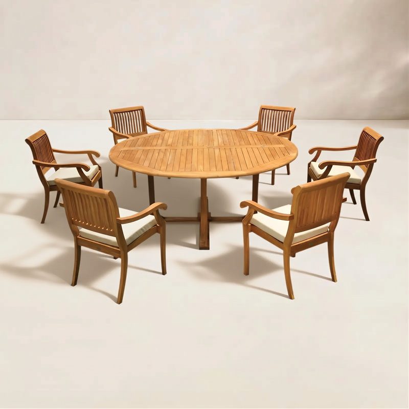 Arbor Outdoor 7 - Piece Teak Dining Set, 72" L x 72" W x 31" H, 6