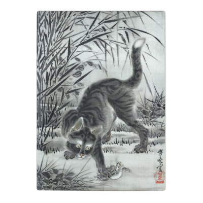 Tempered Glass Cat Catching a Frog by Kawanabe Kyosai Chopping Board
