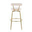 Tabouret de bar à hauteur fixe avec pivot en métal doré et velours crème - ensemble de 2