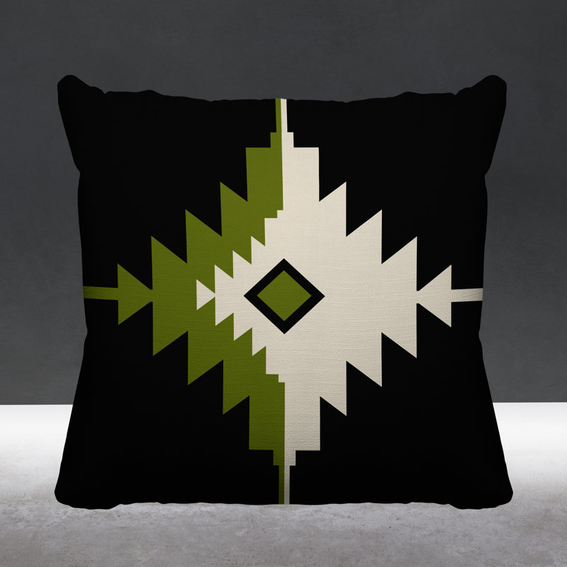 Coussin décoratif intérieur / extérieur Askii Southwestern, L 19 po x H 19 po, Chartreuse