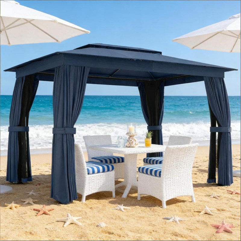 Double-Roof Design Canopy Shelter,Outdoor Gazebo,Patio Gazebo, Blue