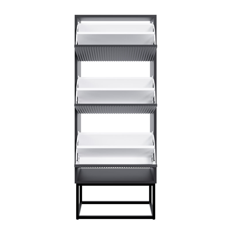 Veldio Three-Tier Shoe Cabinet 50 cm with Legs, Black