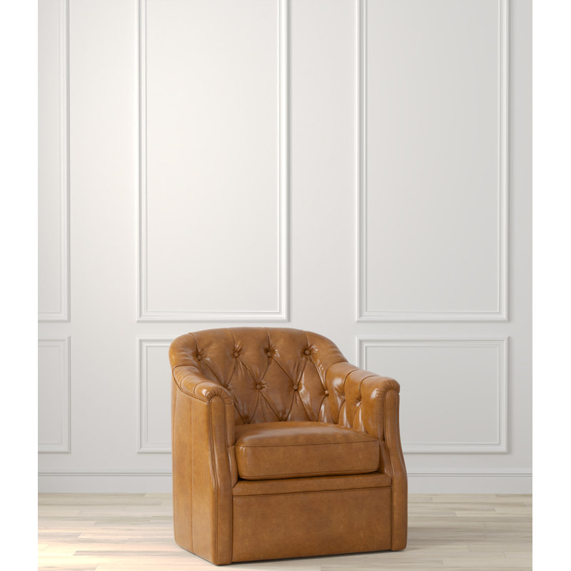 Coolidge Swivel Club Chair, Cuba Brown Genuine Leather