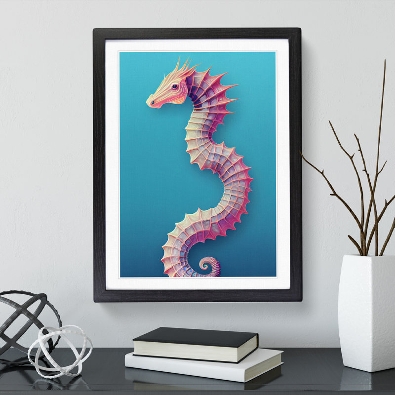 Profile Of A Seahorse No.3 - Single Picture Frame Print, Black Framed, 64cm H x 46cm W x 2cm D