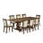9 Piece Dining Table Set Includes a Rectangle Wooden Table with Removable Leaf and 8 Light Beige Linen Fabric Upholstered Chairs, Antique Walnut-677213870-677213869