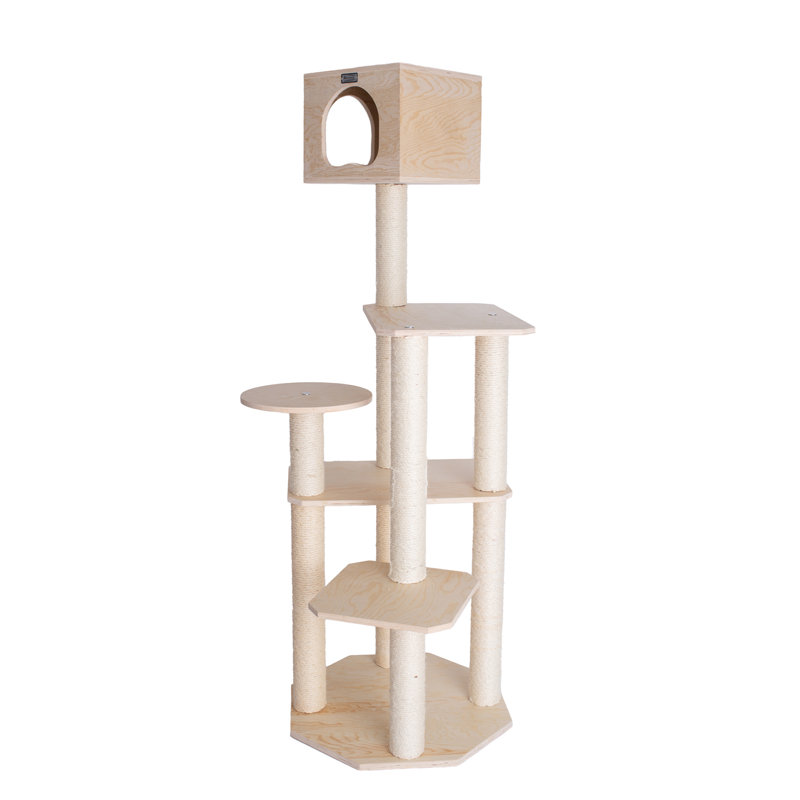 69'' Beige Scots Pine Cat Tree with Sisal Scratching Posts