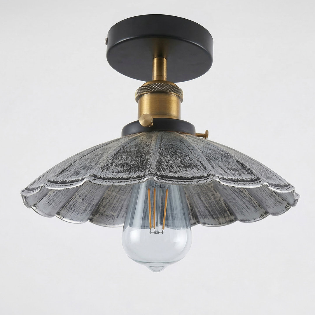 2 Pack Industrial Flush Light Fitting Metal 22cm lampshade E27 Ceiling Lighting Fixture for Indoor Kitchen Dining Room Hallway Living Room