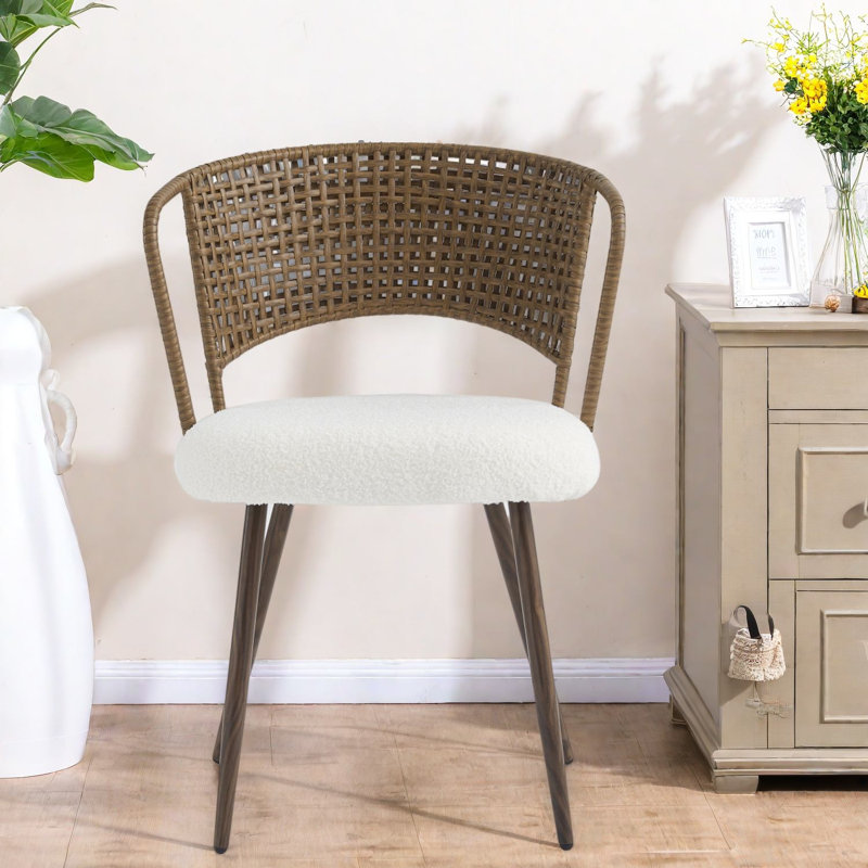 Chaises de salle à manger confortables, style campagnard en rotin et métal pour la cuisine et la maison
