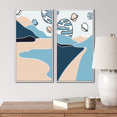 «Vintage Abstract Organic Landscape in Retro I», ensemble de 2 reproductions