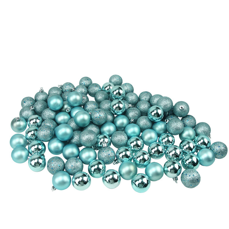 9 Ornement boule de Noël à 4 finitions incassable, Bleu sirène