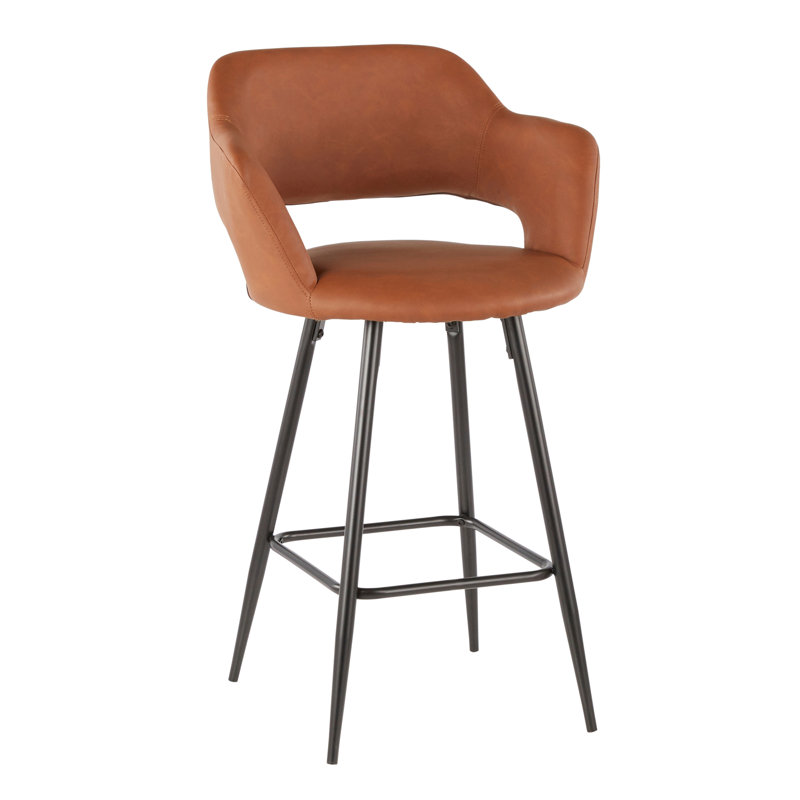 Tabouret de comptoir Margarite en métal noir et similicuir brun par Lumisource, Brun