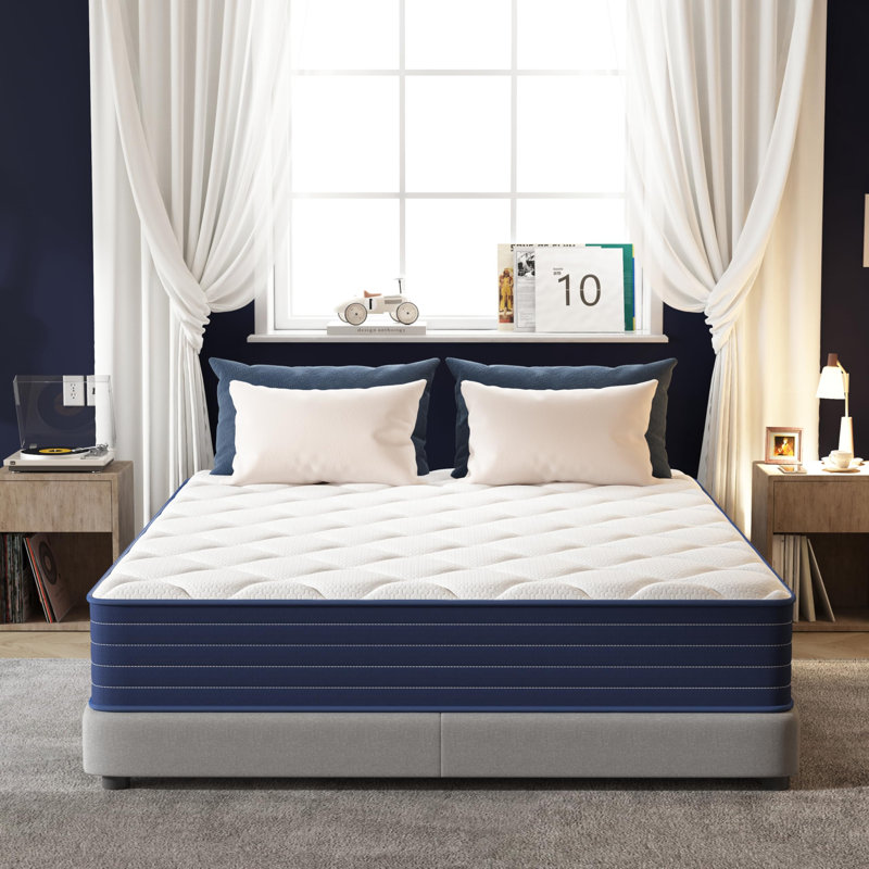 12" Full medium firm hybrid mattress in a box with cooling pocket spring and CertiPUR-US certified memory foam, Full
