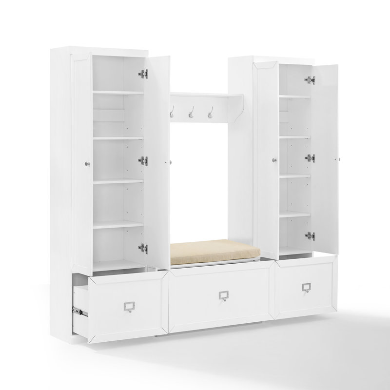 Crestshire Hall Tree 77'' Wide with Bench, White