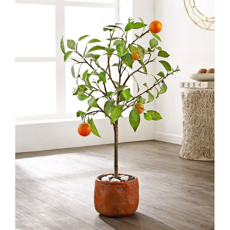 Cora 33.07'' Faux Orange Tree in Freestanding