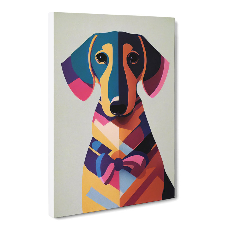 Dachshund Retro - Wrapped Canvas, 50cm H x 35cm W x 3cm D