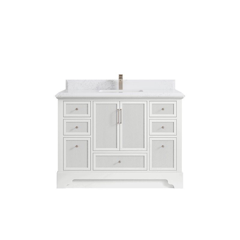 Meuble-lavabo simple autoportant 48 po avec plateau en quartz Alys