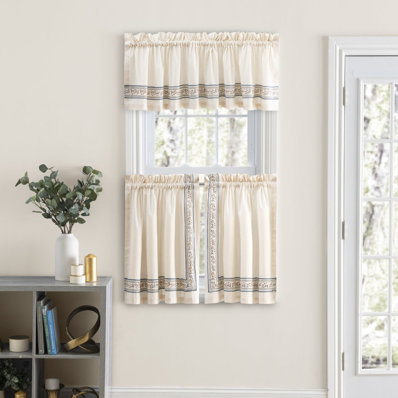 Natural Cotton and Polyester Rod Pocket Cafe Curtain