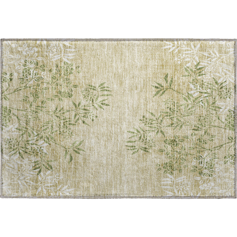 Premium Machine Washable Prisco Khaki Rug, Rectangle 1'8" x 2'6"