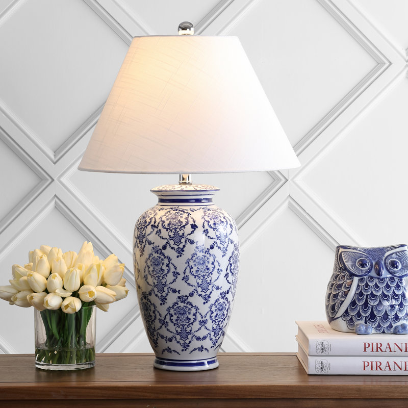 Klar 26.25" Chinoiserie Ceramic LED Table Lamp