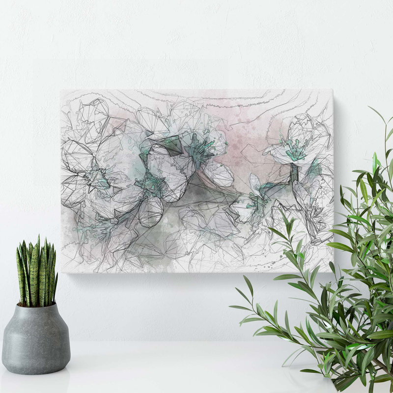 White Cherry Blossom Tree In Bloom In Abstract - Wrapped Canvas Painting, 60cm H x 91cm W x 3cm D
