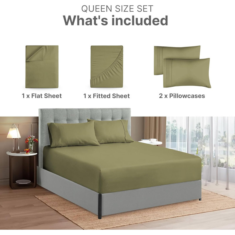 Sage Green Queen Deep Pocket Microfiber Sheet Set