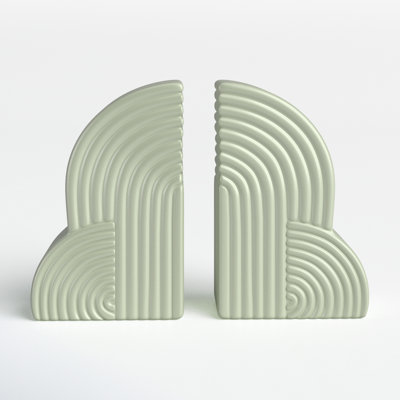 Arch Bookends - 13" x 10" Decorative Ceramic Book Holders - Book Lover Gift Idea