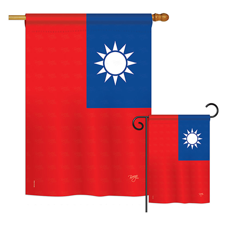 2 pièces taïwan du monde, ensemble de 2 côtés en polyester vertical décoratif à l’impression