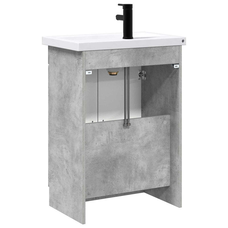 Vanity & Mirror Set, Concrete Grey