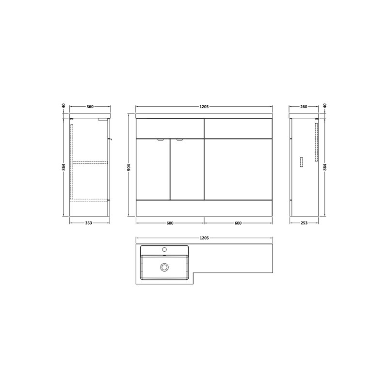 Freestanding Single Vanity with Drop In Basin
