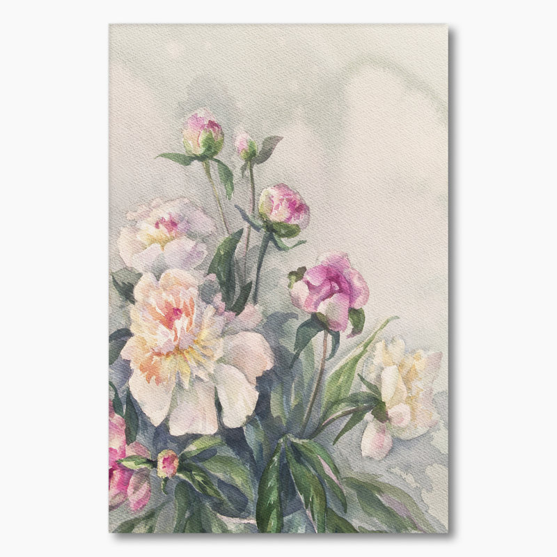 «White Pink Peony Bunch», reproduction de cadre photo sur toile, H 20 po x l 12 po x P 1 po, Toile tendue