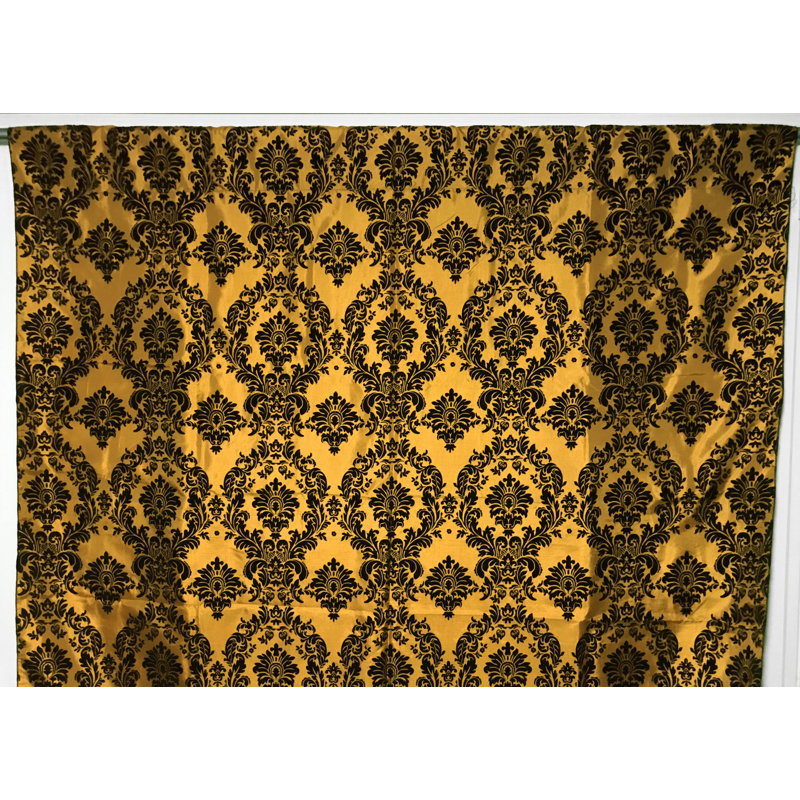 Panneau de rideau simple semi-diaphane avec passe-tringle Amboy, Noir/jaune, L 56 po x L 63 po