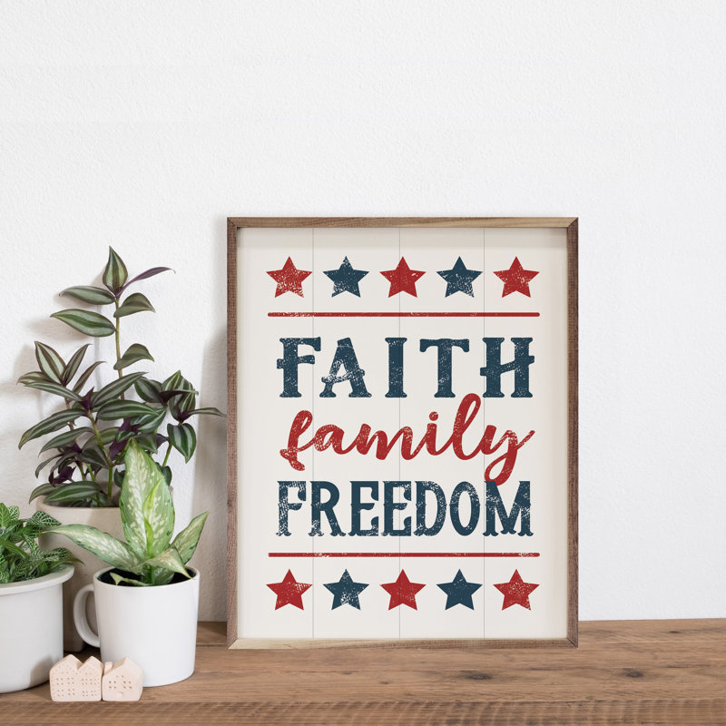 Faith Family Freedom Stars - blanc, H 20 po x l 16 po
