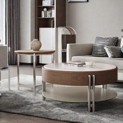 Light luxury high sense round coffee table